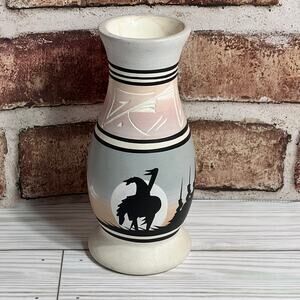 Vintage Handmade Handpainted And Engraved Navajo Vase Artist Signed By Jaycee